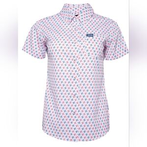 Dixxon Men’s Hammers RWB Short Sleeve Button Up Party Shirt – X-Large